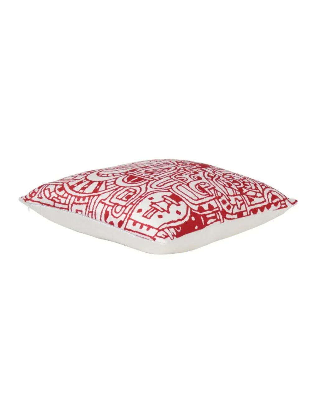 Oussum Throw Pillow Cover Doodle Print Square Cotton Cushion Cover Set of 2 Red